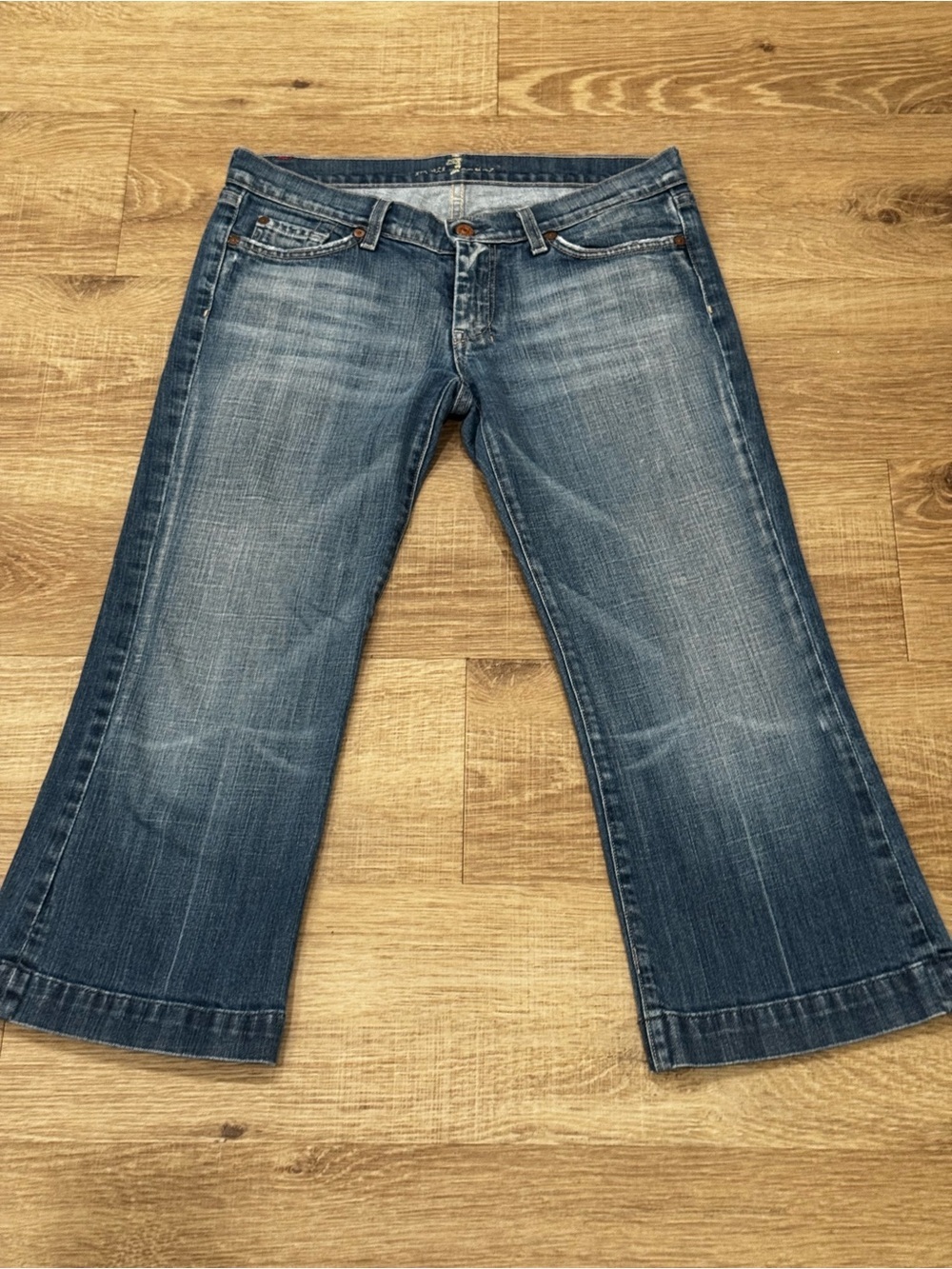 7 For All Mankind Dojo Crop Capri Jeans Size 29 Medium Wash A Pocket